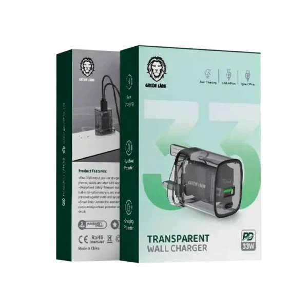 Green Lion 33WPD Transparent Wall Charger UK